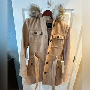 Esprit tan wool hooded coat - Size S